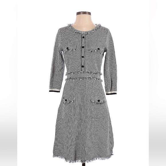 EP Yaying houndstooth and fringe a line midi sweater dress, size 3 - Picture 2 of 10